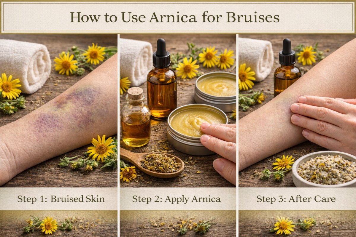 How to use arnica for bruises with oil and salve in a bruise-focused body care routine